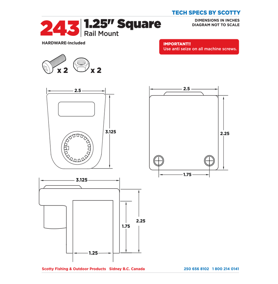243 1.25" Square Rail Mount