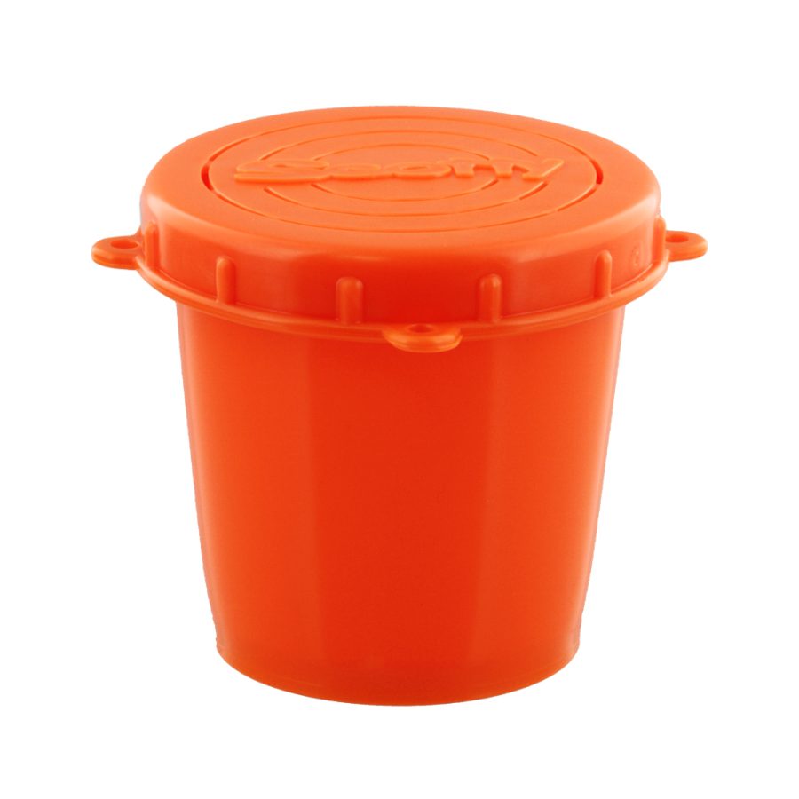 652 Bait Jar - 1/2 Flourescent Red Jar With Quick Lock Threaded Lid
