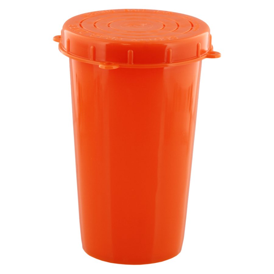 657 Bait Jar - 1 L. Flourescent Red Jar with Lid