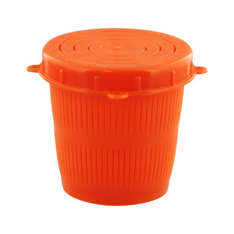 672 Flourescent Red 1/2 Litre, Vented Bait Jar with Quick Lock Threaded Lid